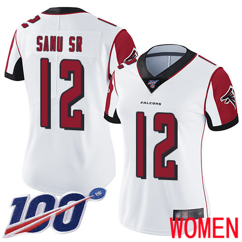 Atlanta Falcons Limited White Women Mohamed Sanu Road Jersey NFL Football #12 100th Season Vapor Untouchable